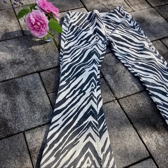 Free People Denim - Free People Black and White Zebra Print Flare Jeans